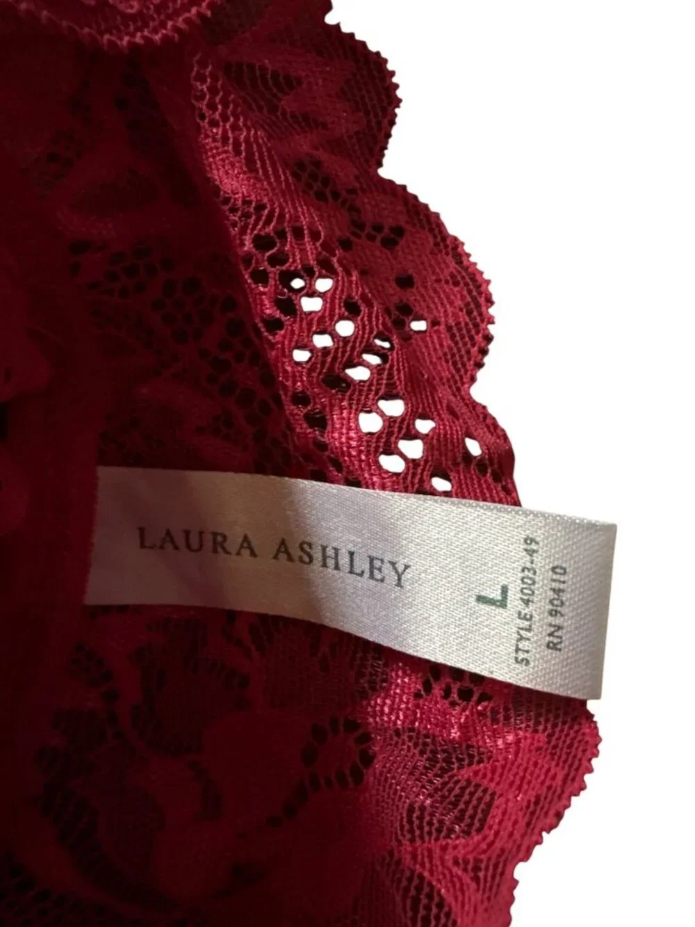Lightly Lined Lace Bralette Large Laura Ashley Candy Apple Bra Light